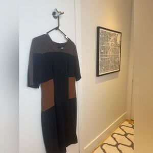 VIPART Colorblock Sheath Dress 40 | Black Brown Charcoal Stretch